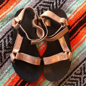 Free People Rose gold teva sandals